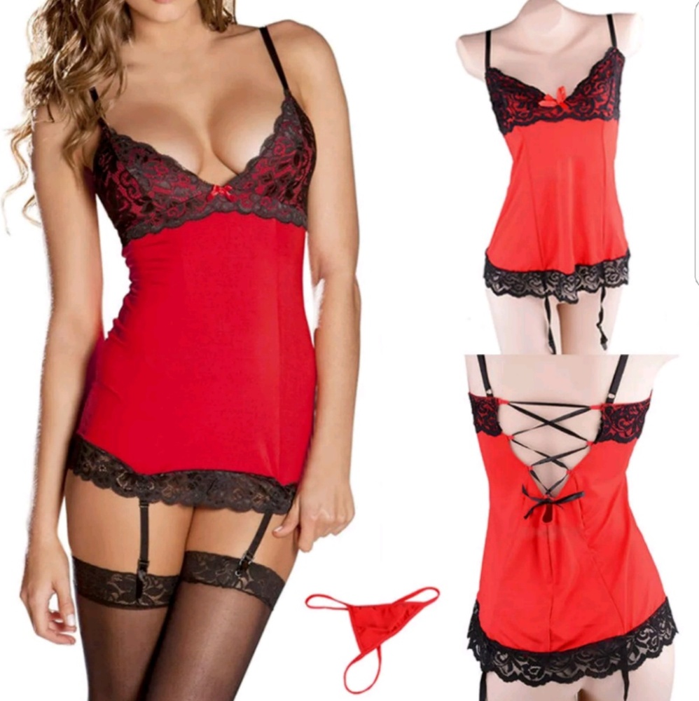 New lingerie  baby doll dress with garter